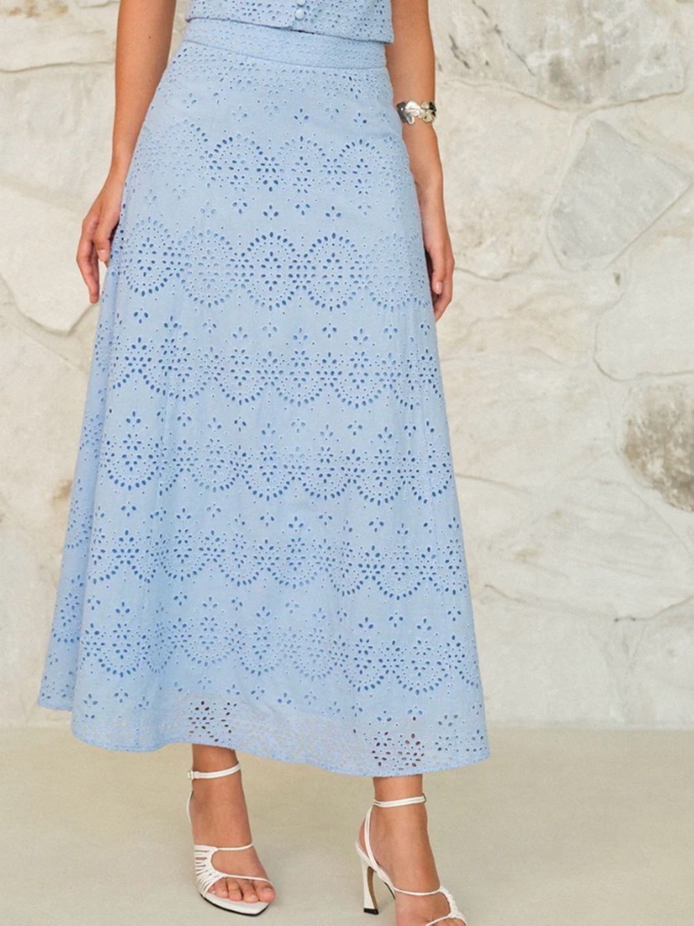Commense Eyelet Pattern Maxi Skirt - Size Small
